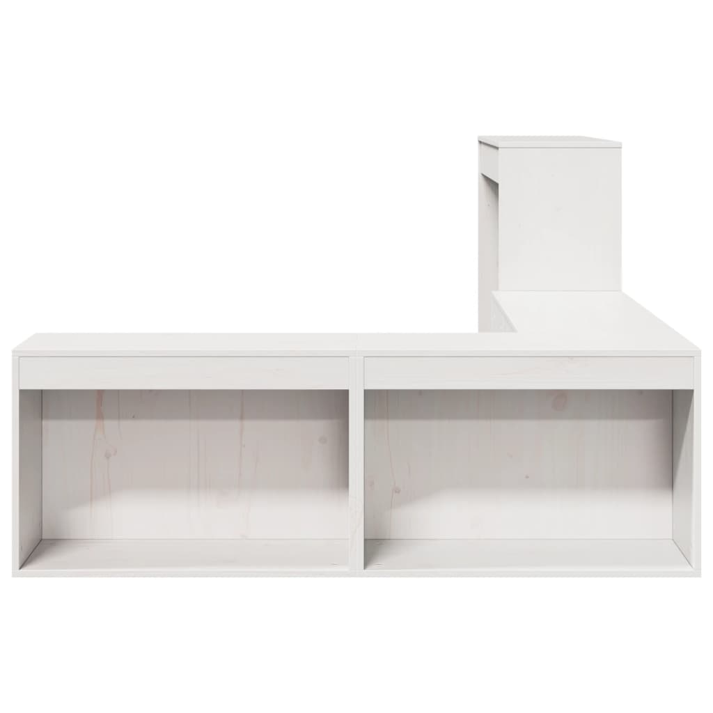 Nattbord med skrivebord hvit 232x112x75 cm heltre furu