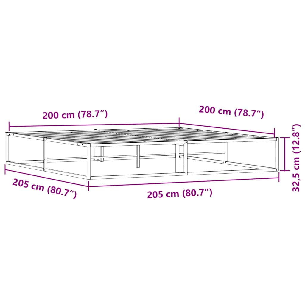 Sengeramme uten madrass hvit 200x200 cm
