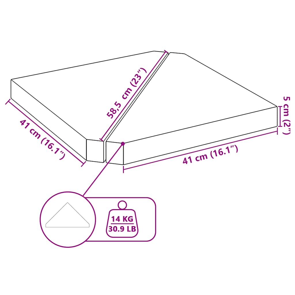 Vektplater for parasoll 2 stk svart granitt trekantet 14 kg vidaXL