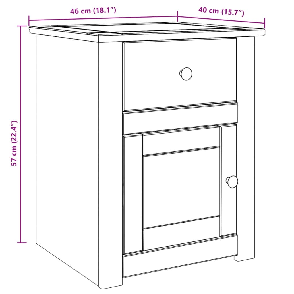 Nattbord PANAMA 46x40x57 cm heltre furu