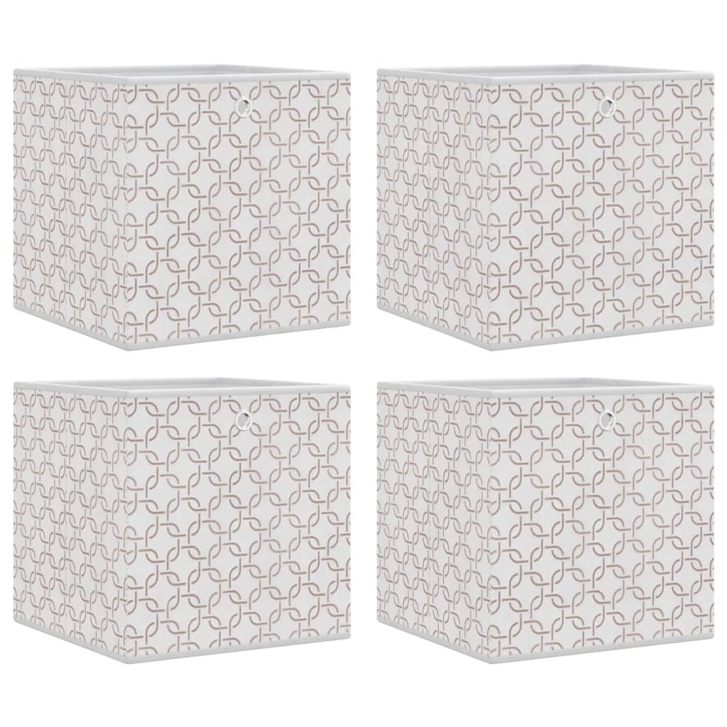 Oppbevaringsbokser 4 stk kremhvit 32x32x32 cm ikke-vevet stoff