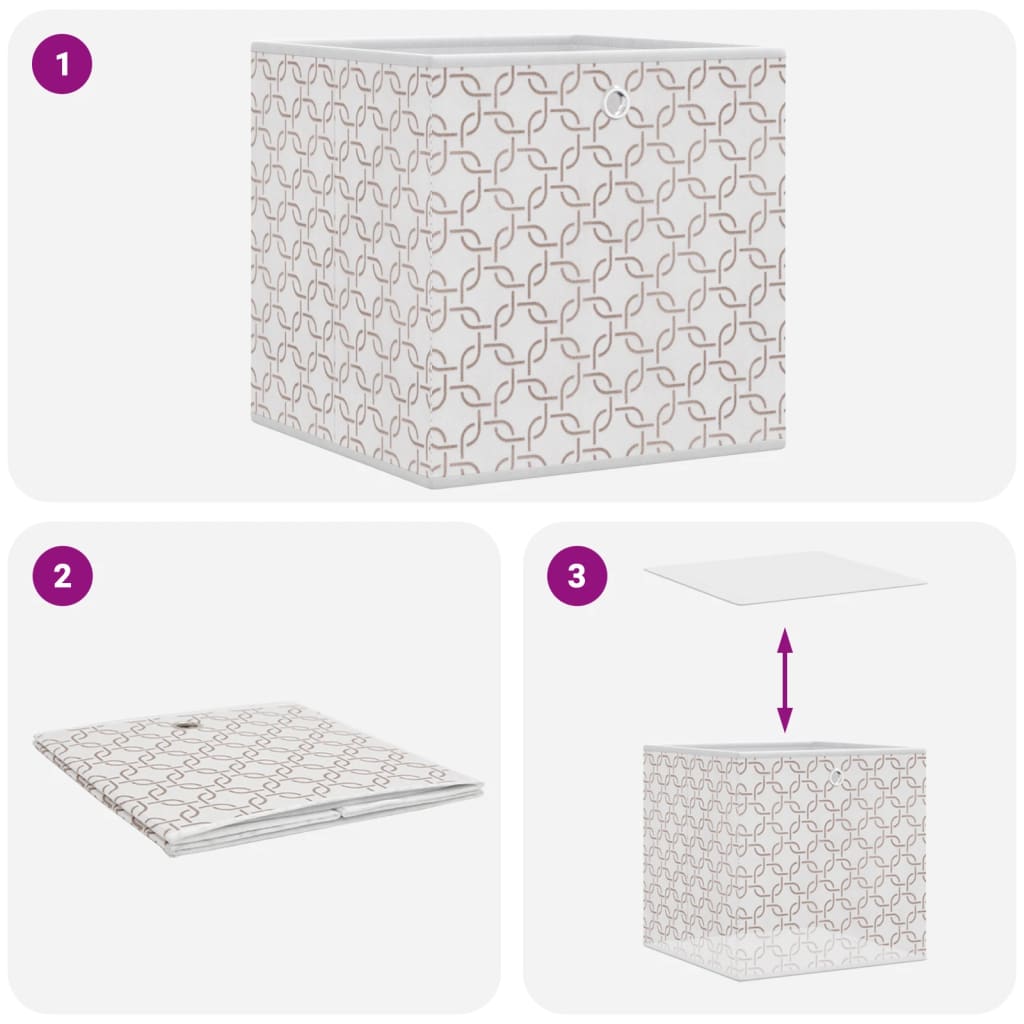 Oppbevaringsbokser 4 stk kremhvit 32x32x32 cm ikke-vevet stoff