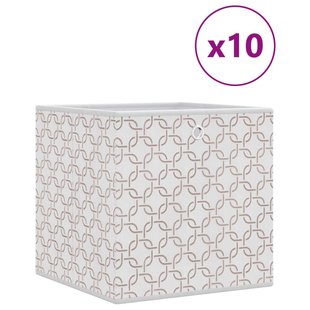 Oppbevaringsbokser 10 stk kremhvit 32x32x32 cm ikke-vevet stoff