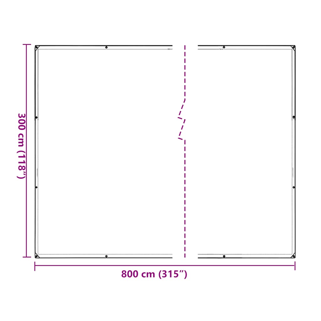 Plantetrekk med maljer 3x8 m polyetylen