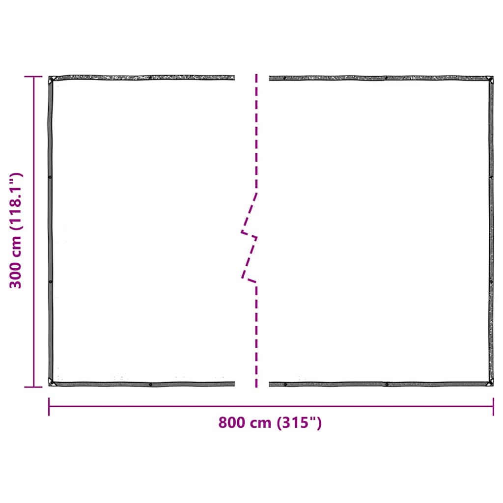 Plantetrekk med maljer 3x8 m polyetylen