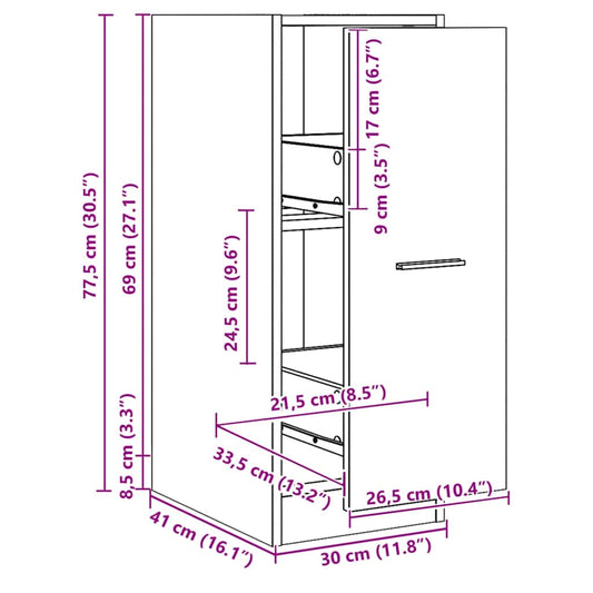 Apotekskap artisan eik 30x41x77,5 cm konstruert tre
