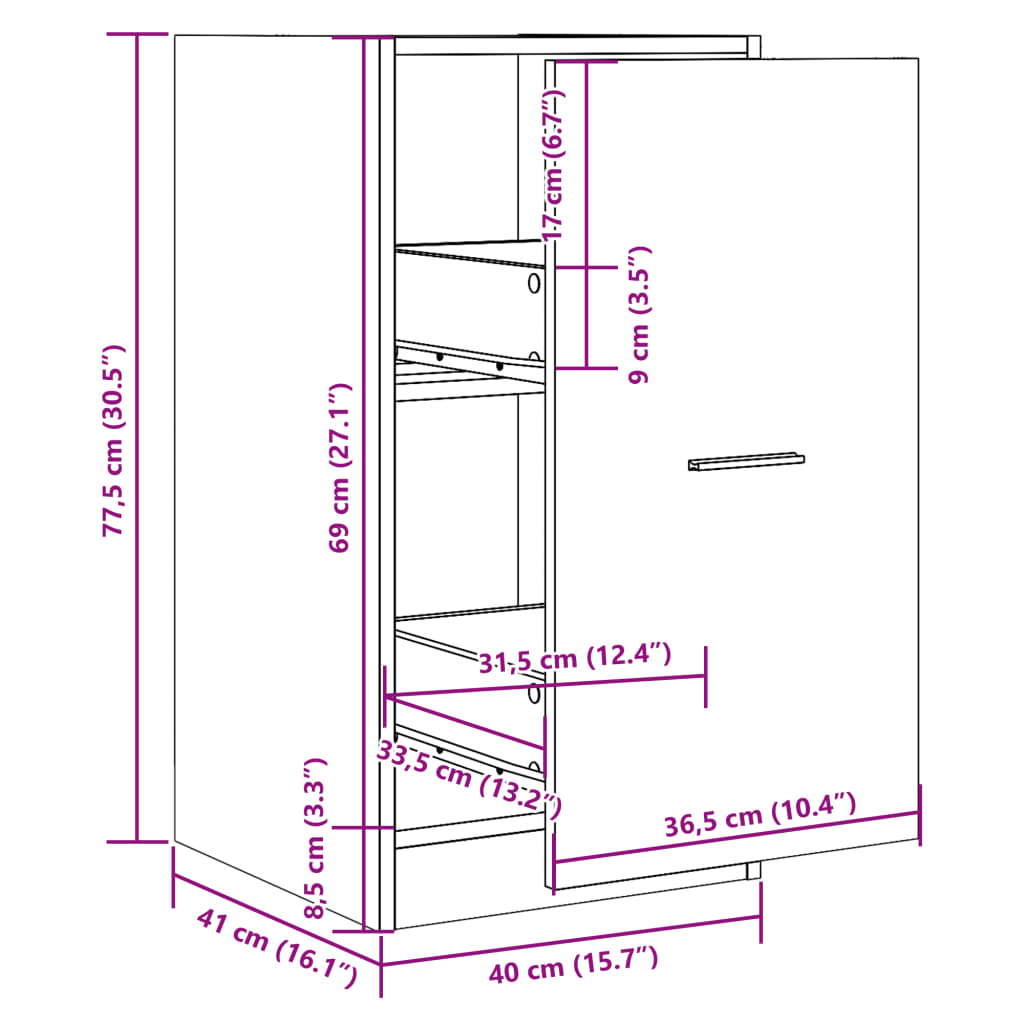 Apotekskap svart 40x41x77,5 cm konstruert tre