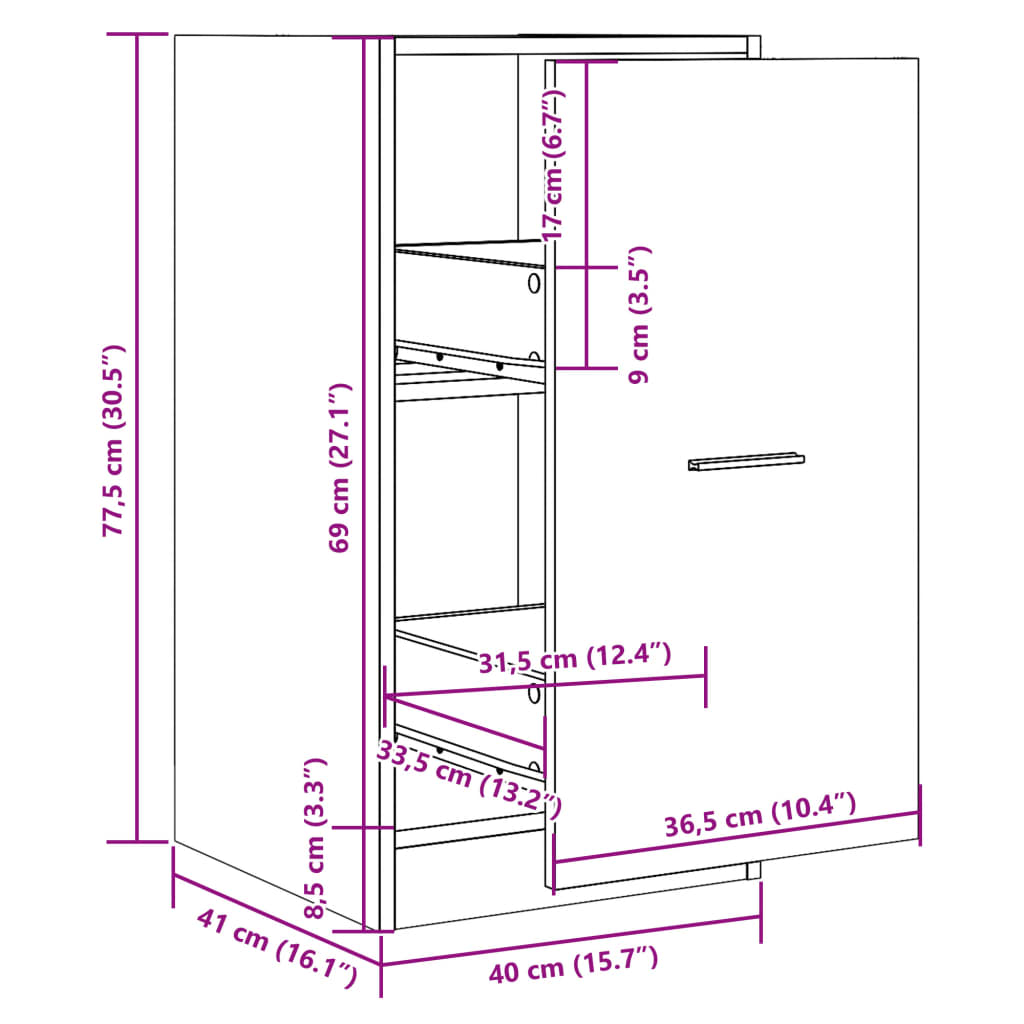 Apotekskap artisan eik 40x41x77,5 cm konstruert tre