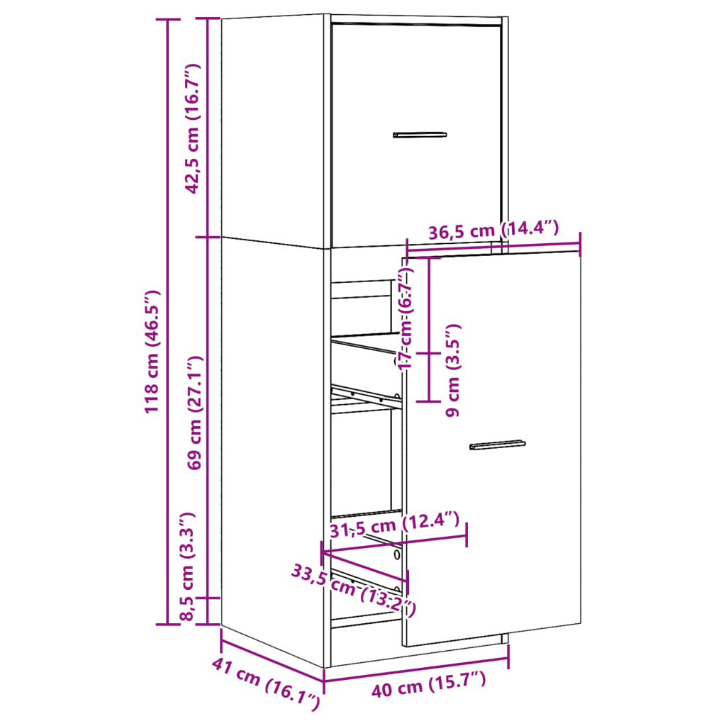 Apotekskap hvit 40x41x118 cm konstruert tre