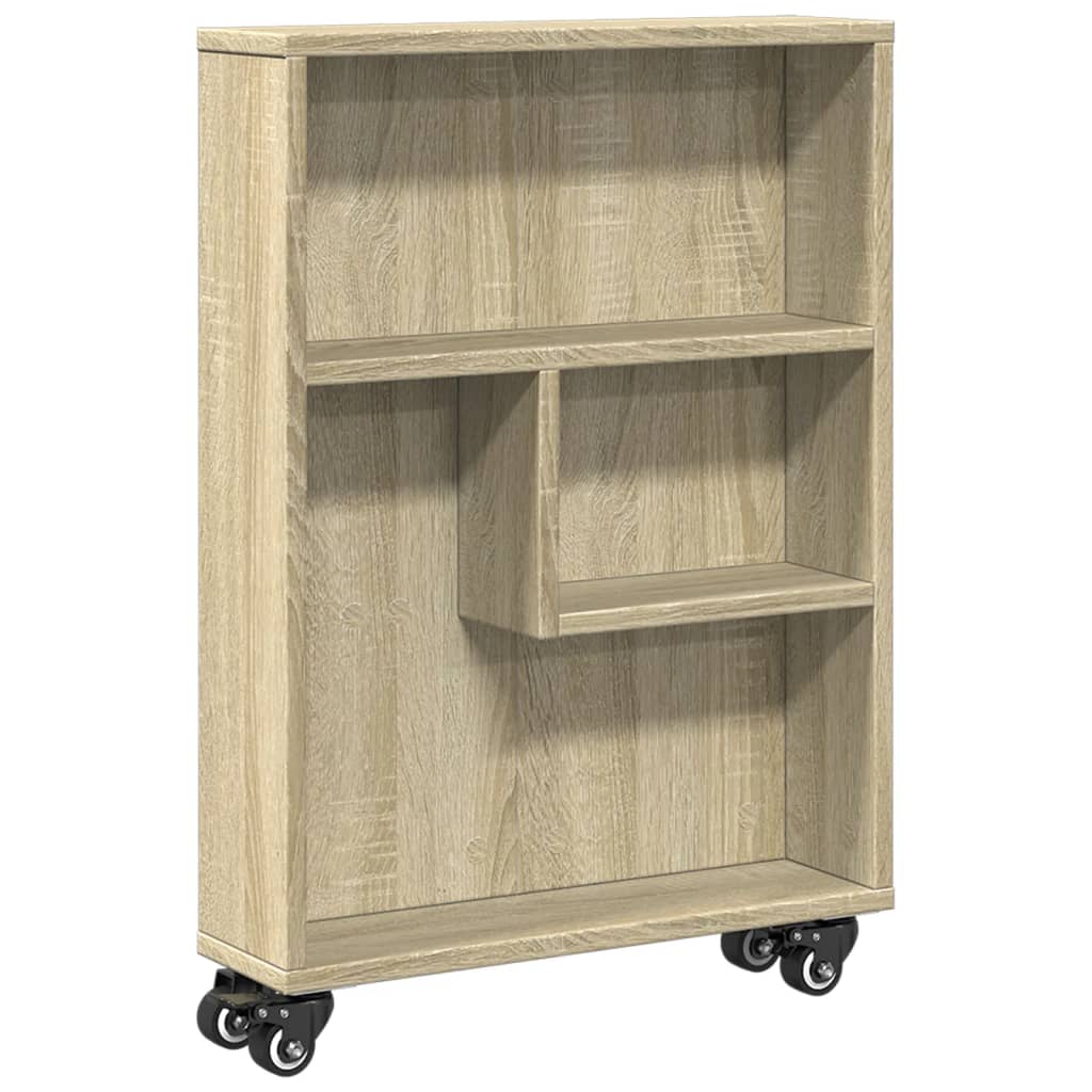 Smal oppbevaringsvogn Sonoma eik 48x13x68 cm konstruert tre