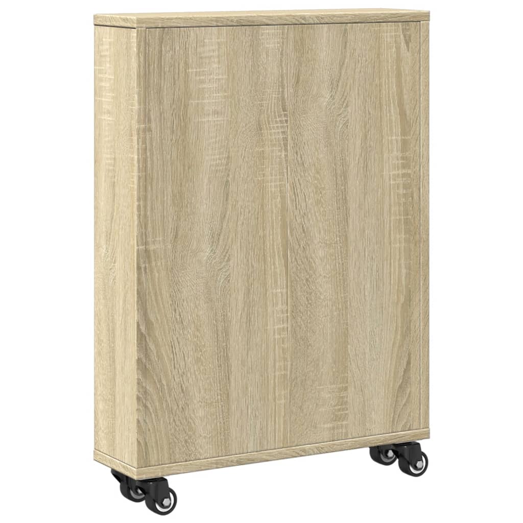 Smal oppbevaringsvogn Sonoma eik 48x13x68 cm konstruert tre
