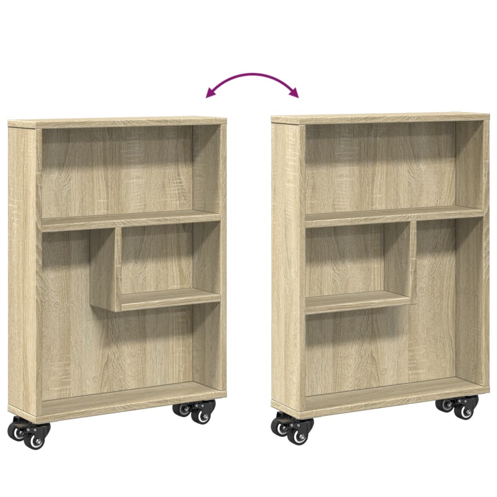 Smal oppbevaringsvogn Sonoma eik 48x13x68 cm konstruert tre