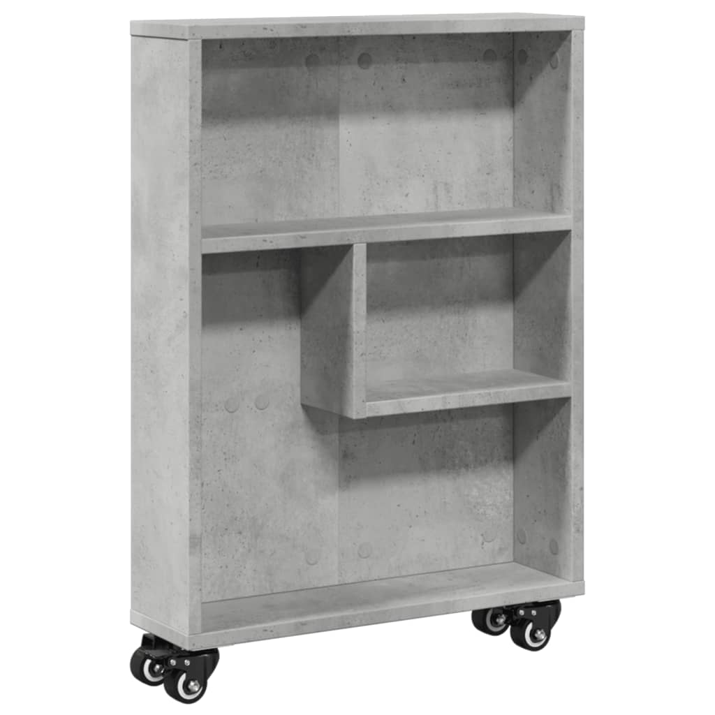 Smal oppbevaringsvogn betonggrå 48x13x68 cm konstruert tre