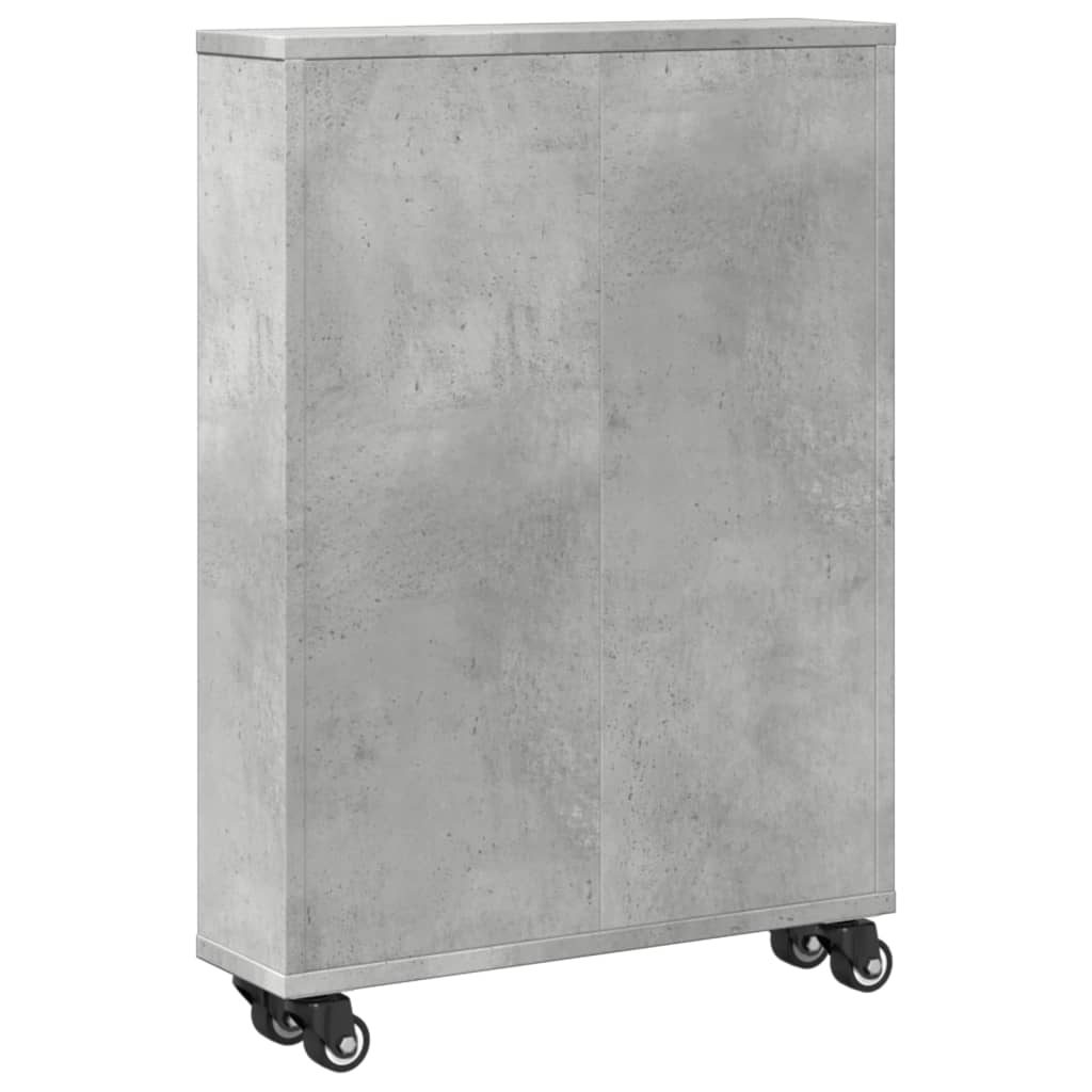 Smal oppbevaringsvogn betonggrå 48x13x68 cm konstruert tre