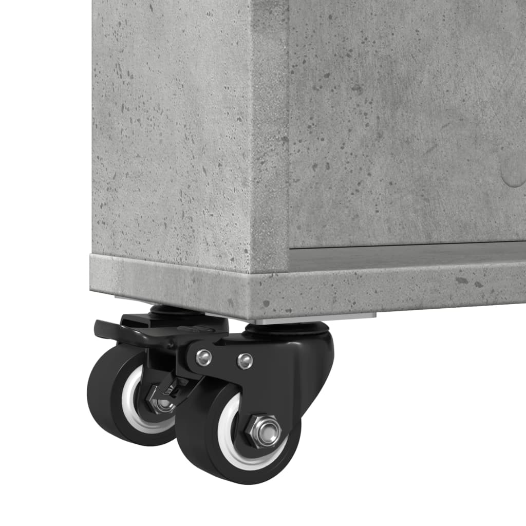 Smal oppbevaringsvogn betonggrå 48x13x68 cm konstruert tre