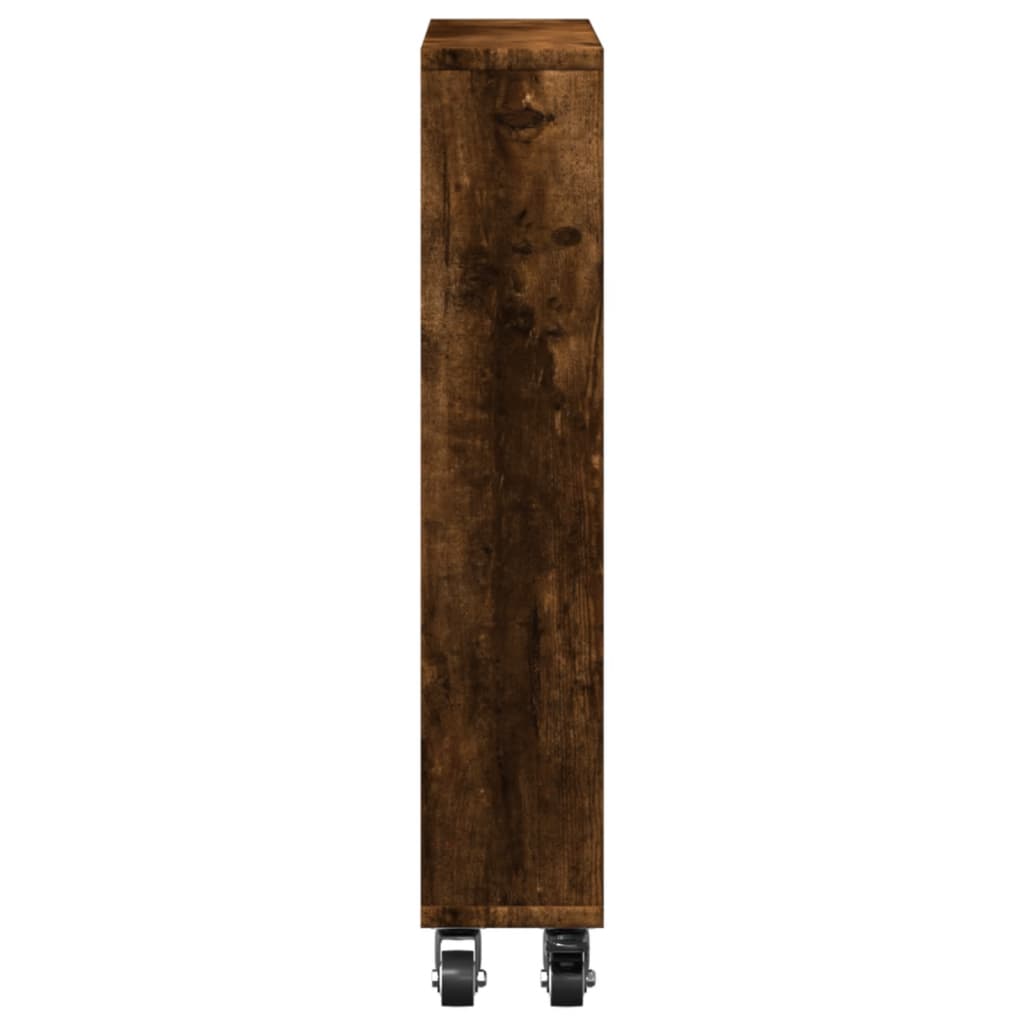 Smal oppbevaringsvogn røkt eik 48x13x68 cm konstruert tre