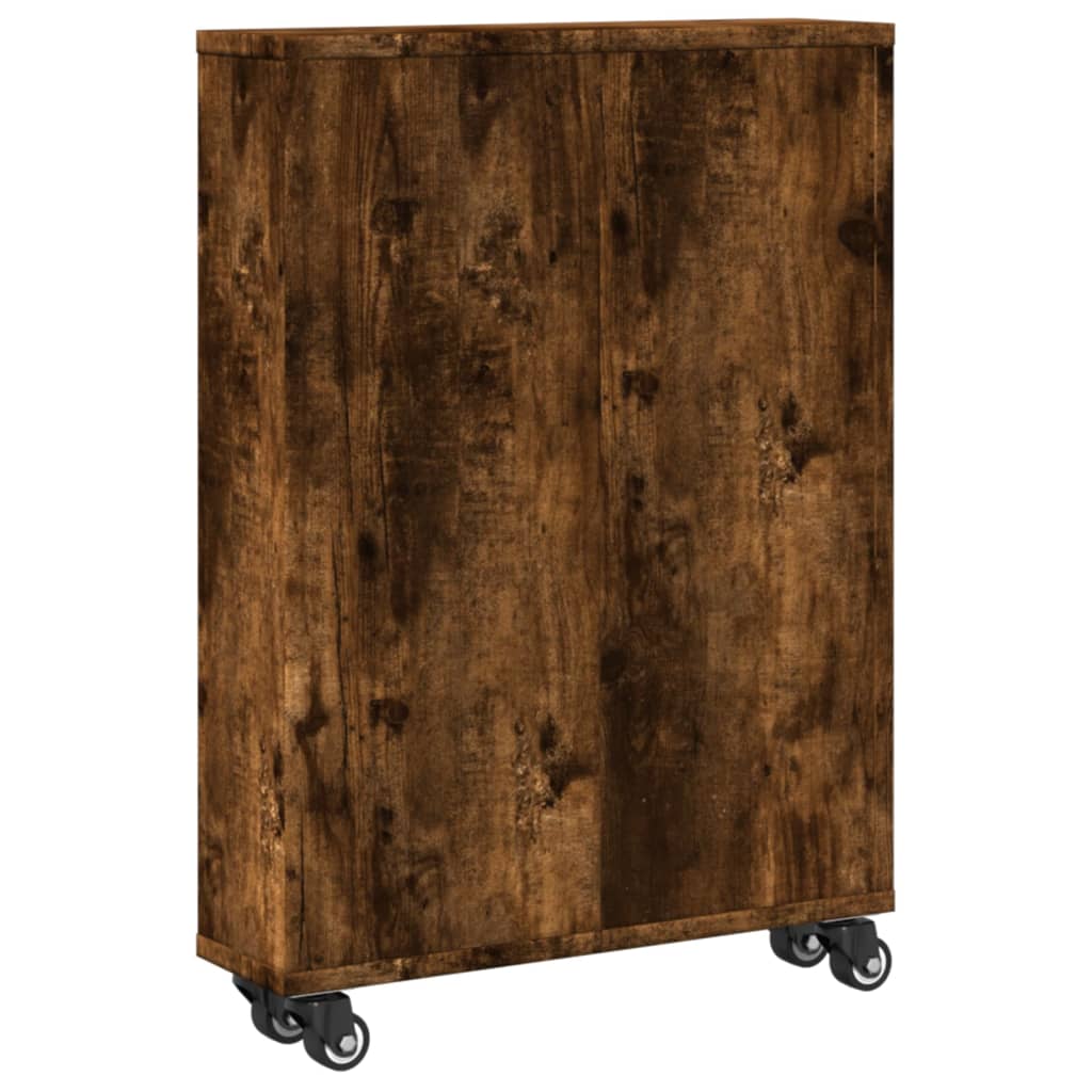 Smal oppbevaringsvogn røkt eik 48x13x68 cm konstruert tre