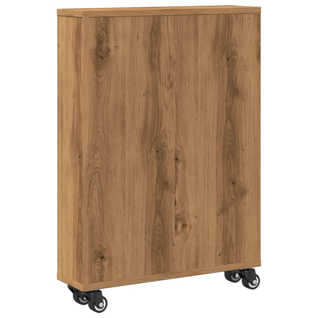 Smal oppbevaringsvogn artisan eik 48x13x68 cm konstruert tre