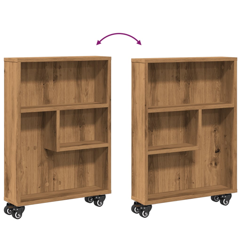Smal oppbevaringsvogn artisan eik 48x13x68 cm konstruert tre
