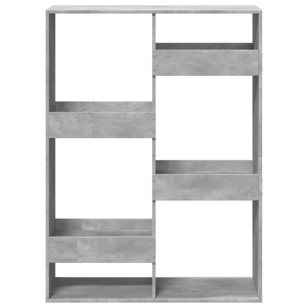 Bokhylle betonggrå 100x33x135 cm konstruert tre