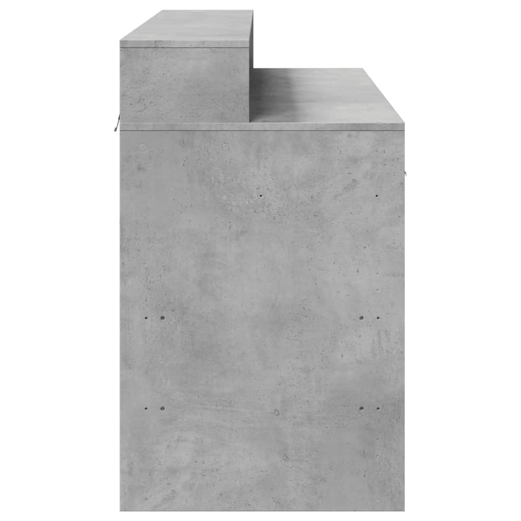 Skrivebord med LED-lys betonggrå 120x55x91 cm konstruert tre