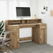Skrivebord med LED-lys artisan eik 140x55x91 cm konstruert tre