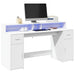Skrivebord med LED-lys hvit 160x55x91 cm konstruert tre