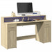 Skrivebord med LED-lys sonoma eik 160x55x91 cm konstruert tre
