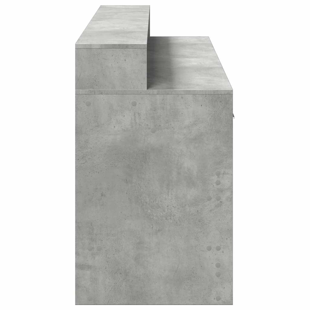 Skrivebord med LED-lys betonggrå 160x55x91 cm konstruert tre