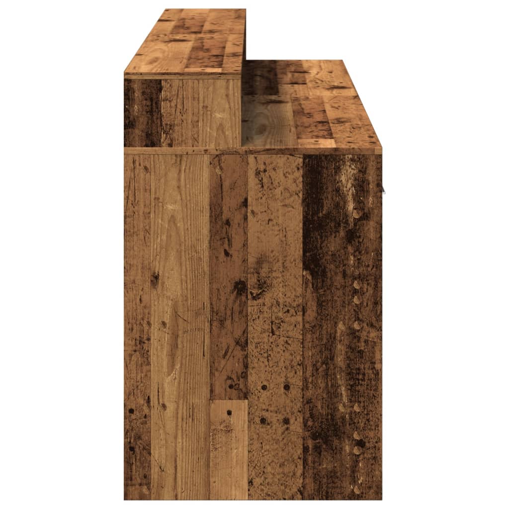 Skrivebord med LED-lys gammelt tre 160x55x91 cm konstruert tre