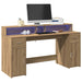 Skrivebord med LED-lys artisan eik 160x55x91 cm konstruert tre