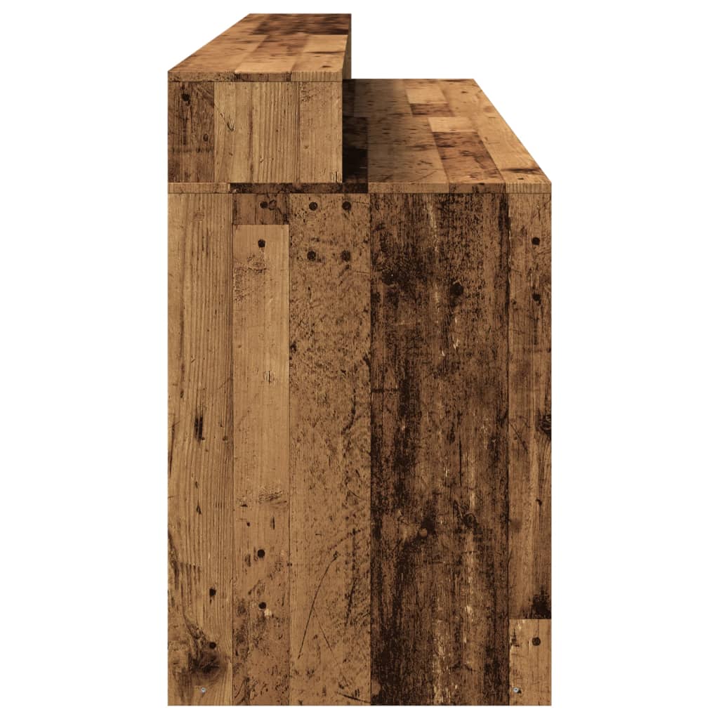 Skrivebord med LED-lys gammelt tre 200x55x91 cm konstruert tre