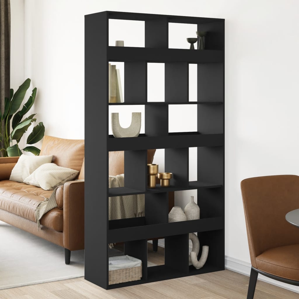 Romdeler svart 100x33x187,5 cm konstruert tre