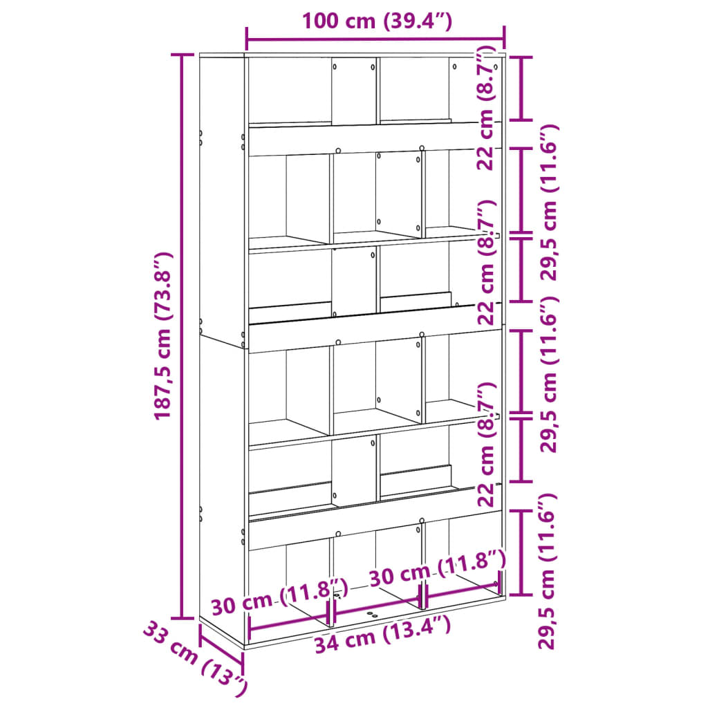 Romdeler sonoma eik 100x33x187,5 cm konstruert tre