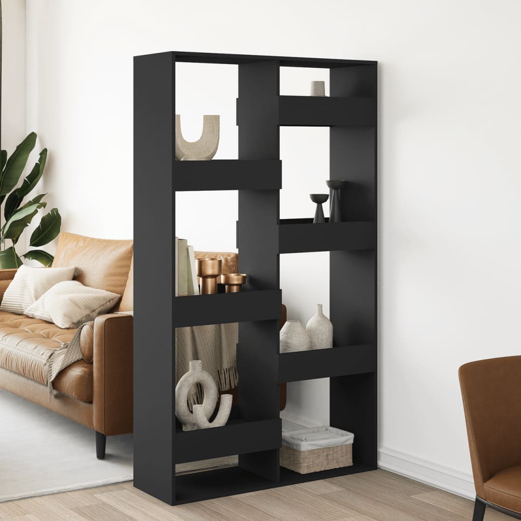 Romdeler svart 100x33x175 cm konstruert tre