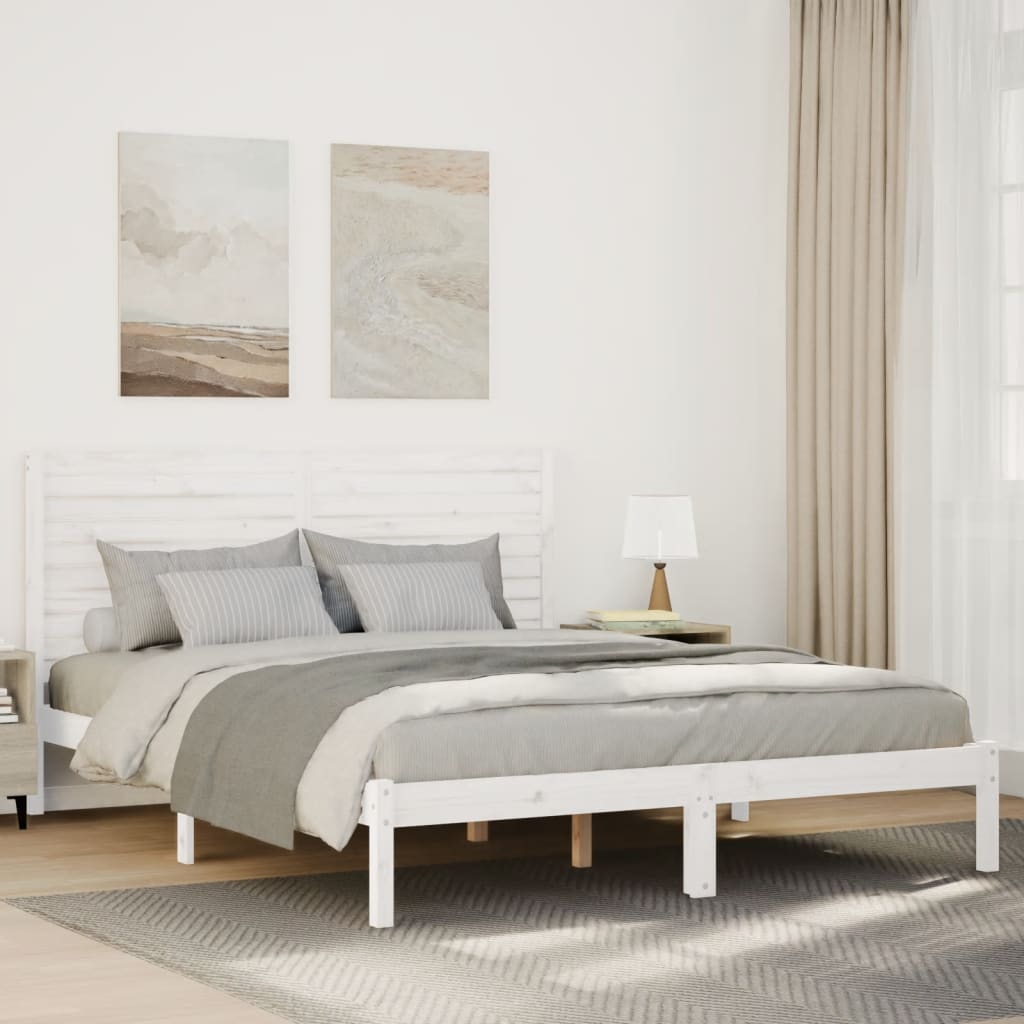 Ekstra lang sengeramme uten madrass hvit 140x210 cm heltre