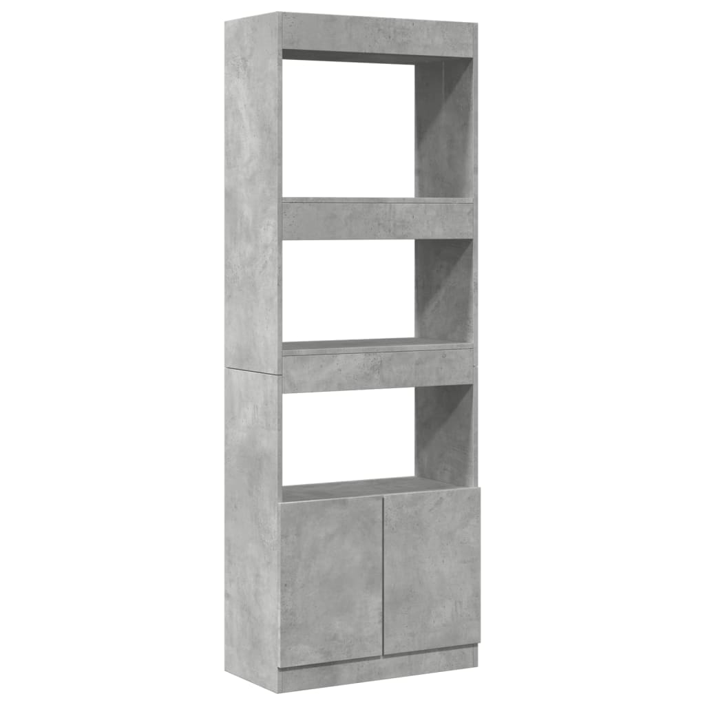 Highboard betonggrå 63x33x180 cm konstruert tre