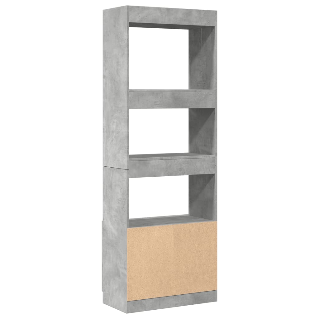 Highboard betonggrå 63x33x180 cm konstruert tre