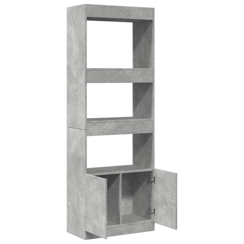 Highboard betonggrå 63x33x180 cm konstruert tre