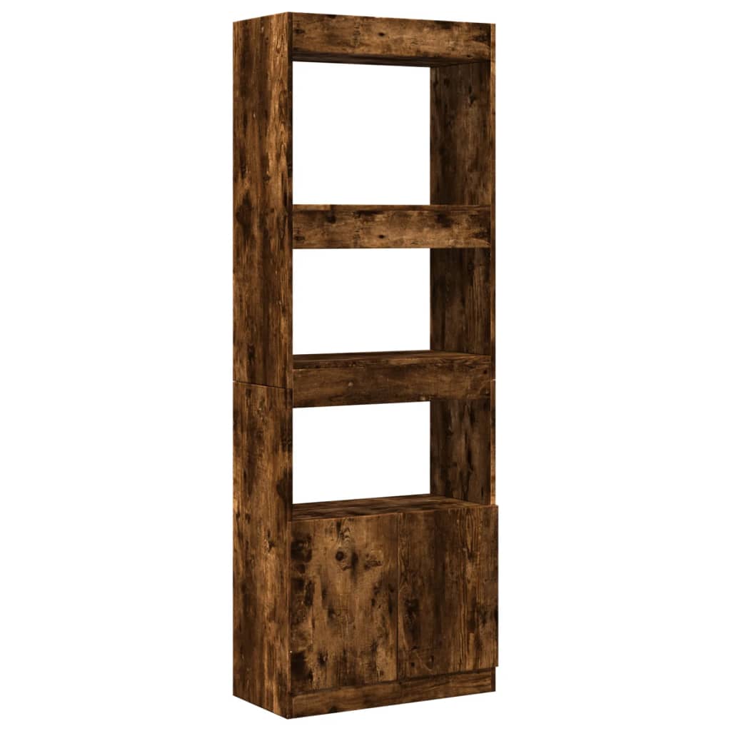 Highboard røkt eik 63x33x180 cm konstruert tre