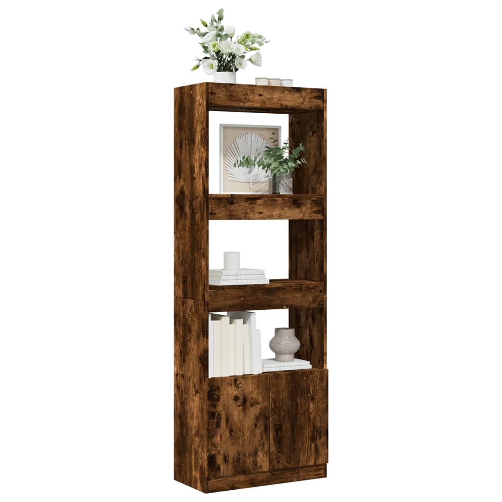 Highboard røkt eik 63x33x180 cm konstruert tre
