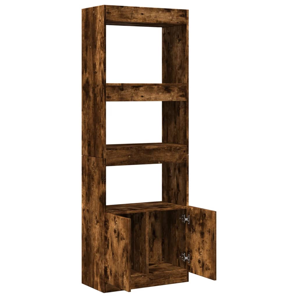 Highboard røkt eik 63x33x180 cm konstruert tre