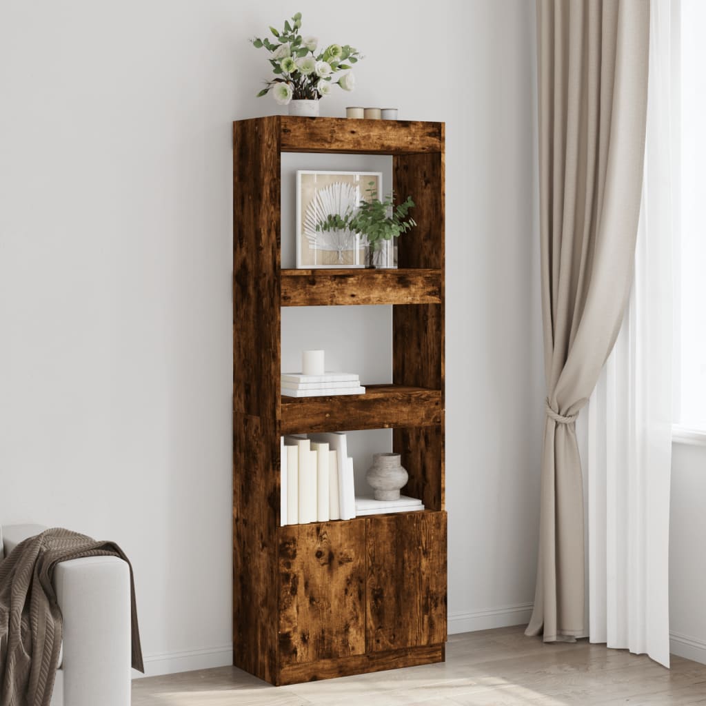 Highboard røkt eik 63x33x180 cm konstruert tre