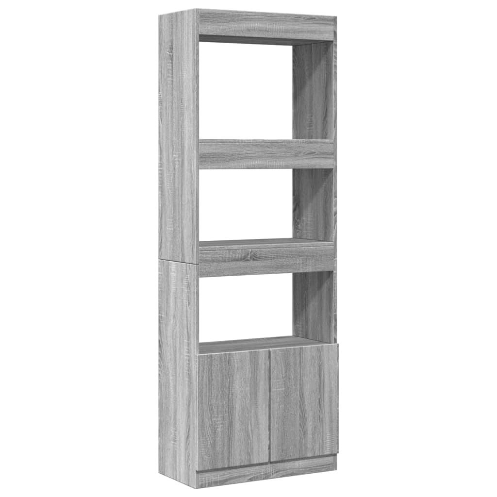 Highboard grå sonoma 63x33x180 cm konstruert tre
