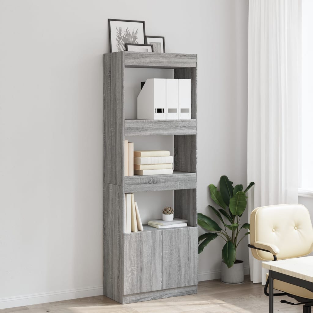 Highboard grå sonoma 63x33x180 cm konstruert tre