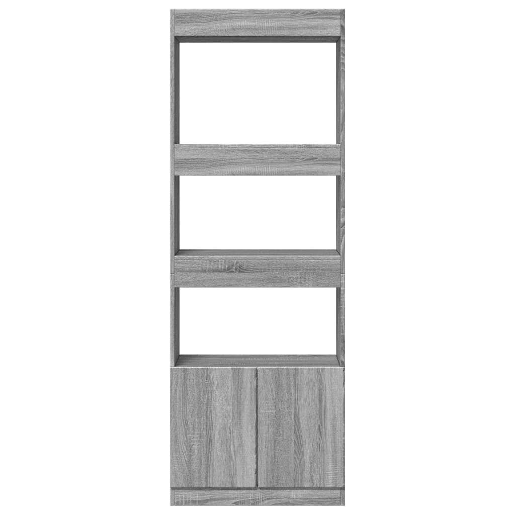 Highboard grå sonoma 63x33x180 cm konstruert tre