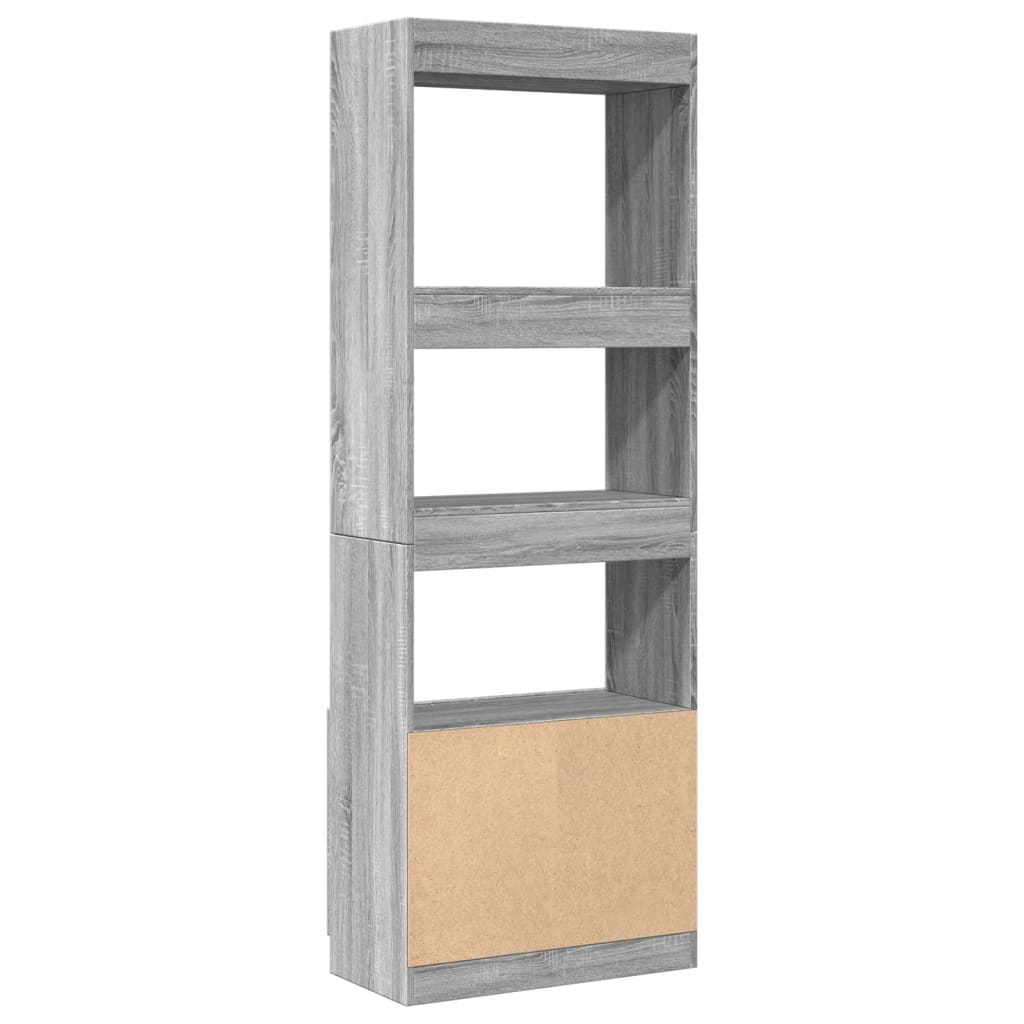 Highboard grå sonoma 63x33x180 cm konstruert tre