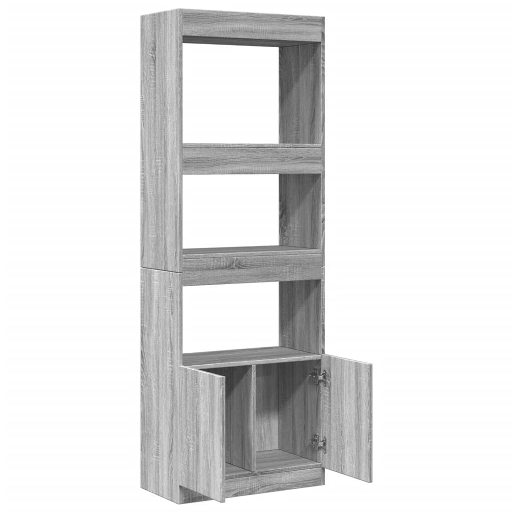 Highboard grå sonoma 63x33x180 cm konstruert tre