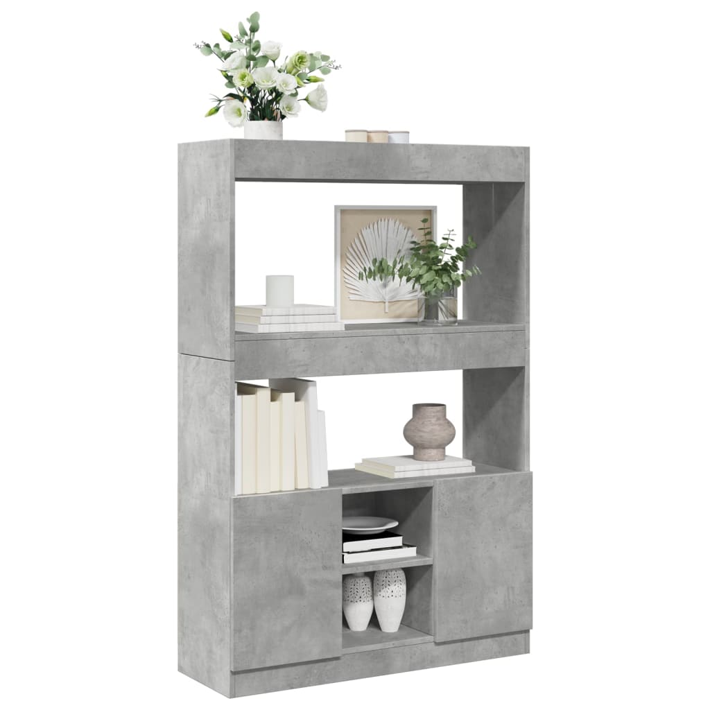 Highboard betonggrå 92x33x140 cm konstruert tre