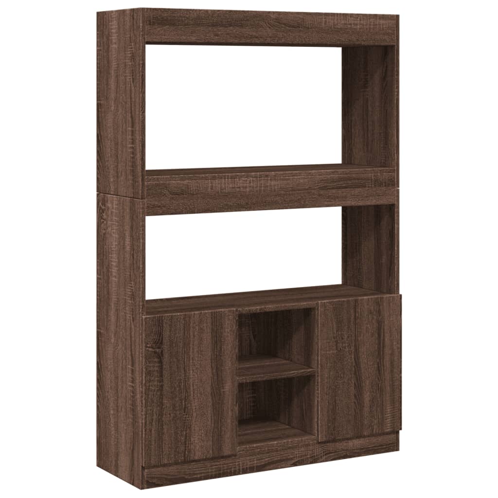 Highboard brun eik 92x33x140 cm konstruert tre
